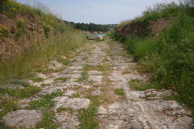 Ancient Diolkos - Paved boat-track alongside the Corinth Canal 